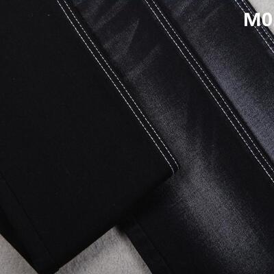 Good price Jet Black Black 10.5 oz Cotton Slub Stretch Denim Jeans Fabric online