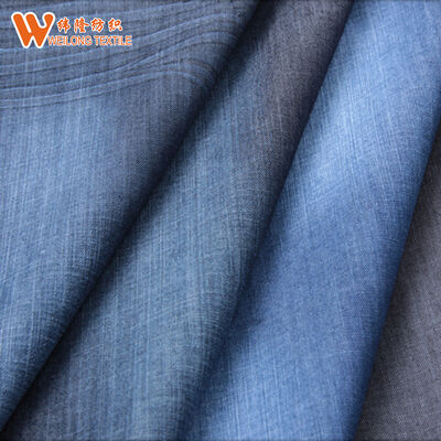 Good price Stock 5oz Light Cotton Poly Denim Fabric for Lady Dress and Men T-shirt online