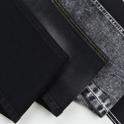 Good price Black Black Cotton Slub Stretch Denim Jeans Fabric online