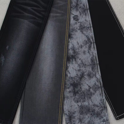 Good price 10 Once Black Black Slub Cotton Polyester Spandex Denim Jeans Fabric online
