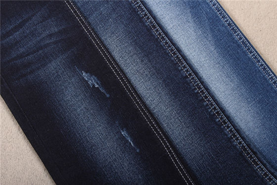 Good price 10oz 70 Cotton 26.5 Polyester Distressed Black Stretch Denim Fabric By The Yard online