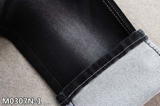 Good price 9.5oz Fake Knit Denim Fabric Sulfur Black Double Layers Stretch online