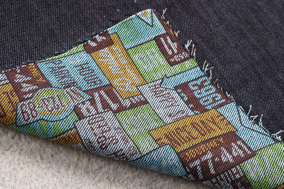 Good price 13oz Denim Twill Fabric Customized Print Pattern Face And Back Side online