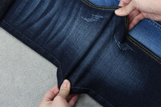 Good price Indigo Blue Crosshatch Denim Fabric Slub Full Stretch 10.3 Once  Jeans Materials online